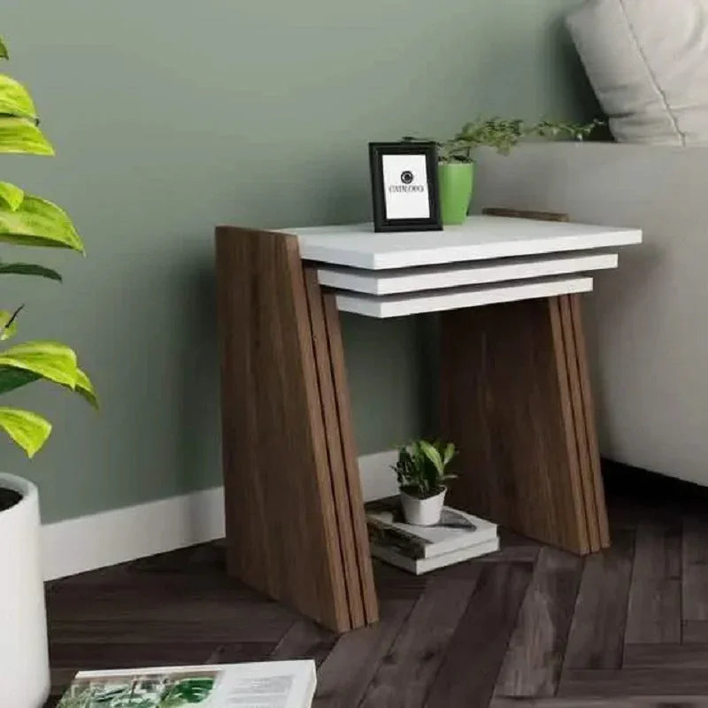 طقم ترابيزات جانبية ام دي اف، 3 قطع