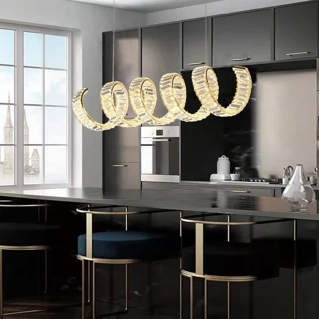 نجفة ستيل - كريستال، 90*75 سم- ذهبي