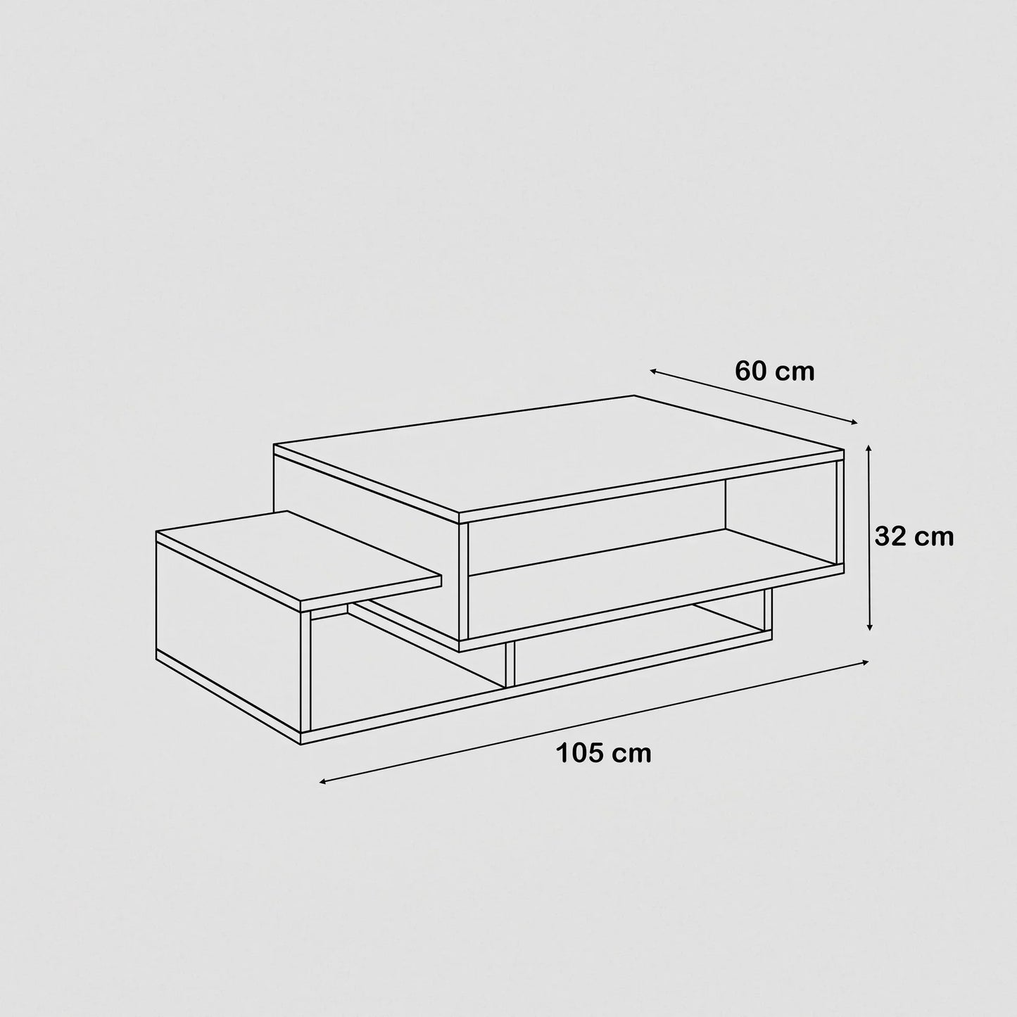 ترابيزة قهوة ام دي اف، 105*60*32 سم
