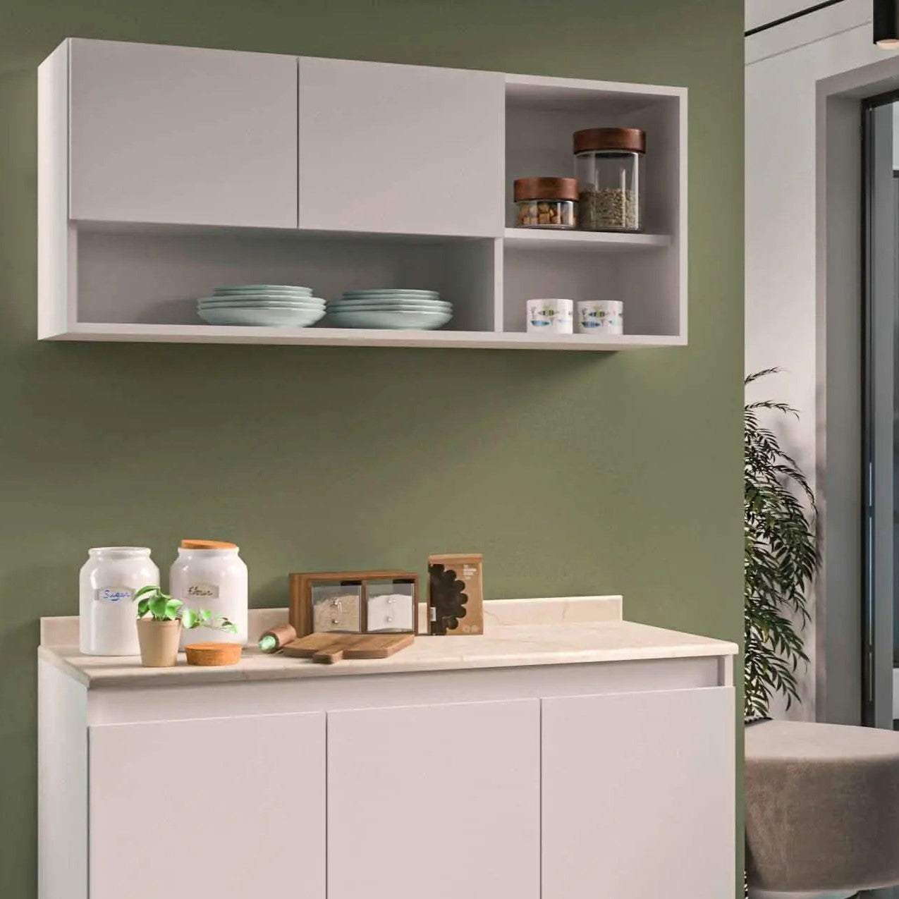 مطبخ خشب ام دي اف، قطعتين