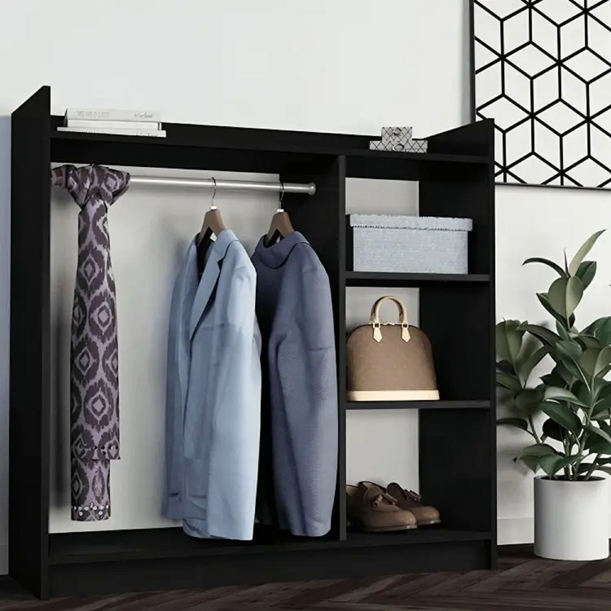 شماعة ملابس خشب ام دي اف، 120*40*120 سم