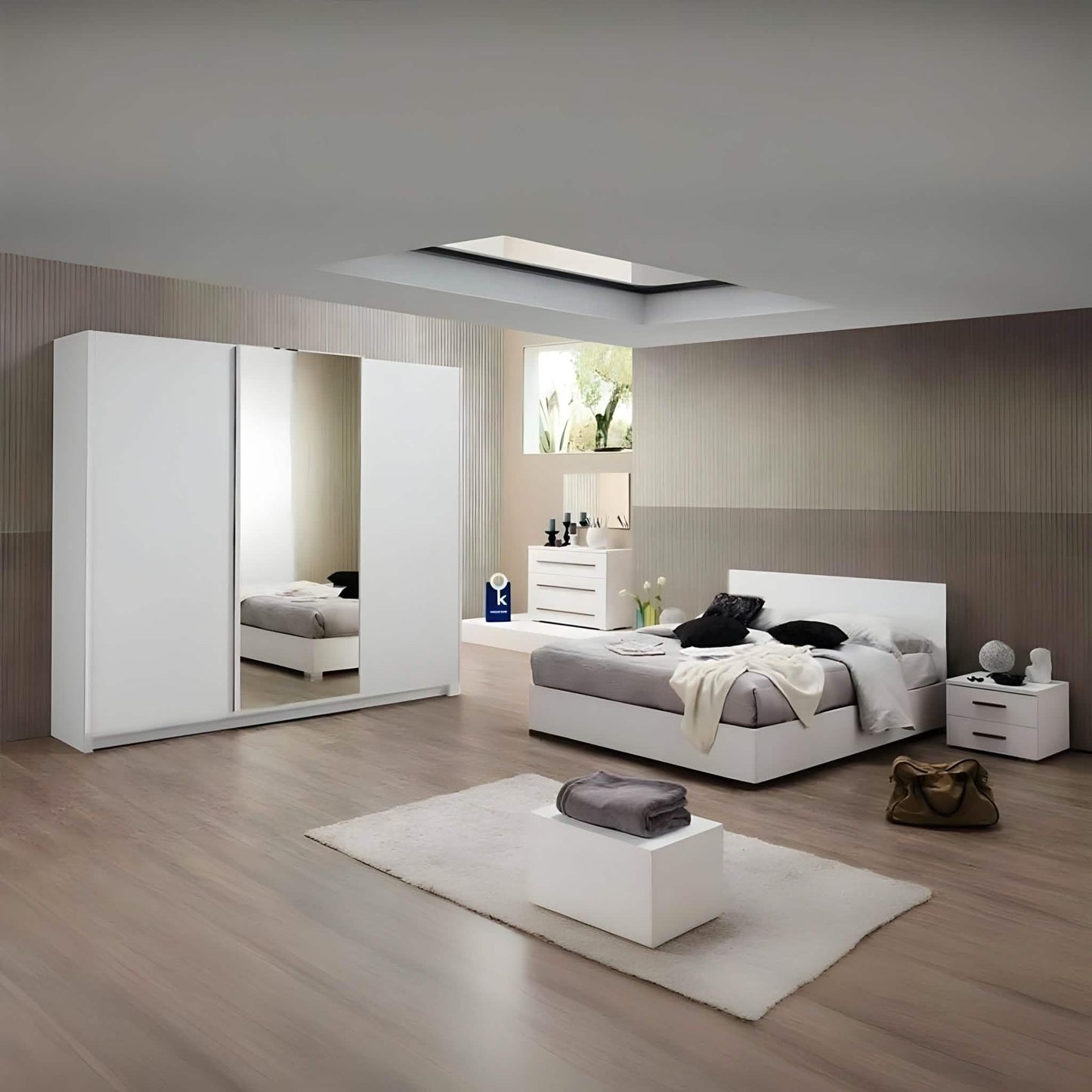 غرفة نوم كاملة، خشب ام دي اف - 5 قطع