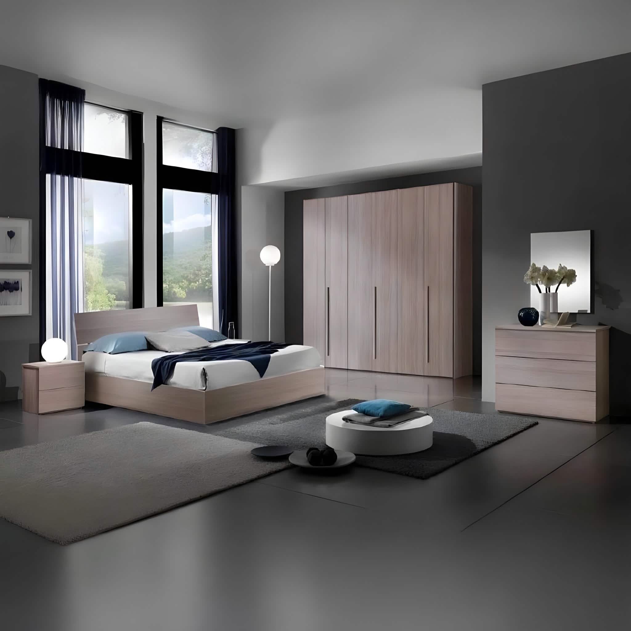 غرفة نوم كاملة، خشب ام دي اف - 5 قطع