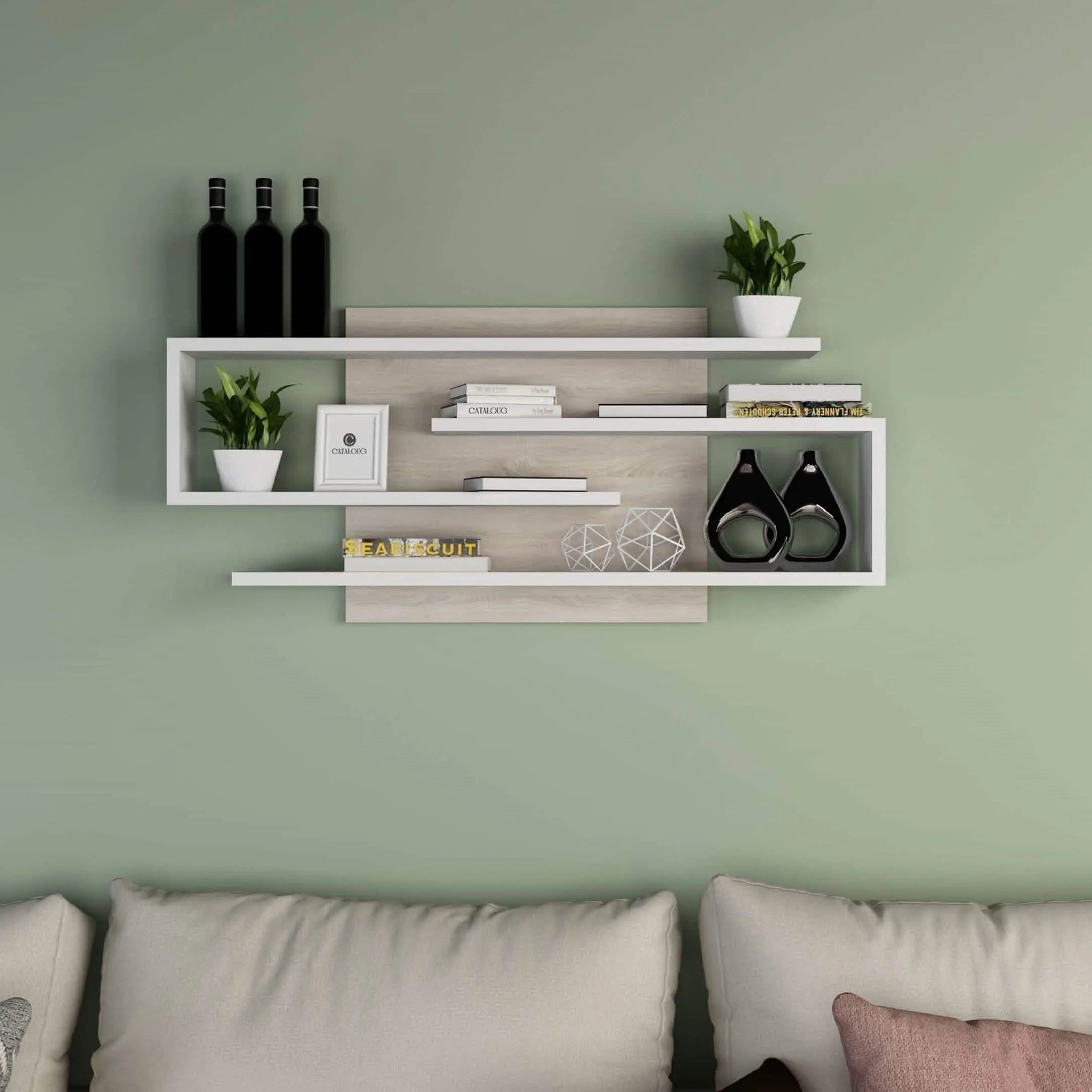 وحدة أرفف حائط ام دي اف، 100*15*44 سم