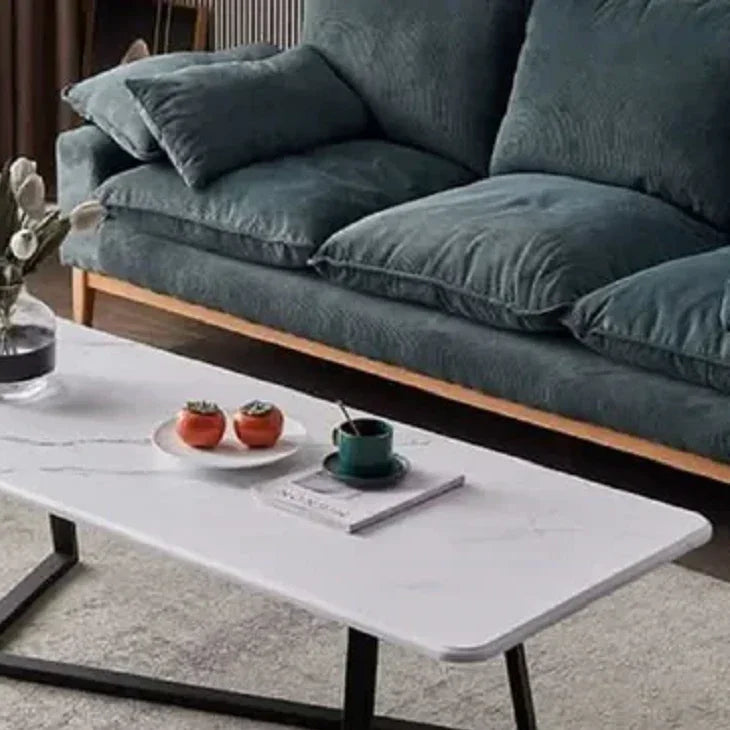 ترابيزة قهوة معدن بسطح خشب، 100*50*45 سم