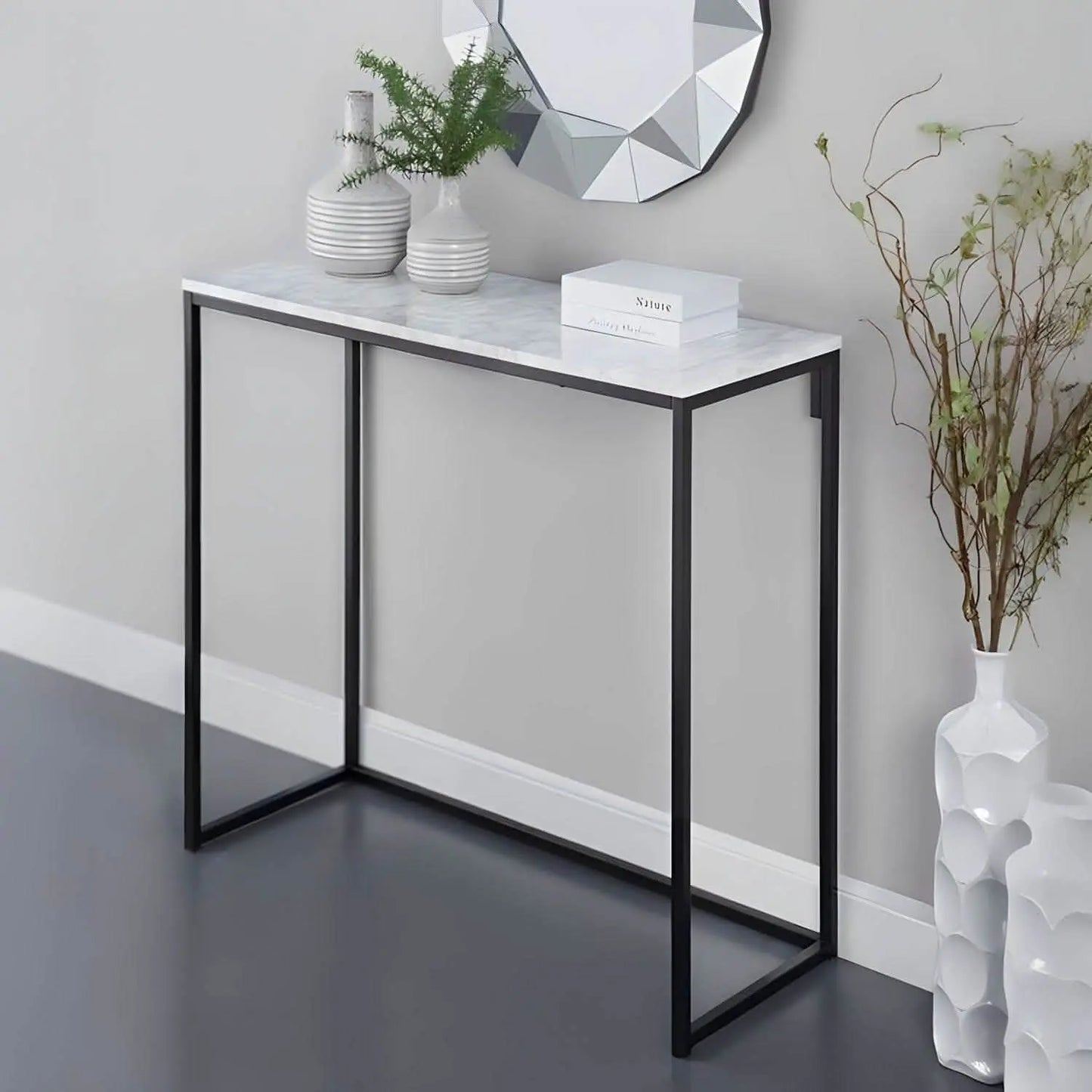 كونسول معدن بسطح رخام، 110*40*90 سم