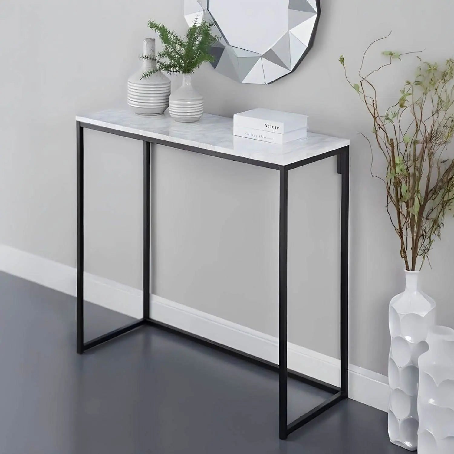 كونسول معدن بسطح رخام، 110*40*90 سم