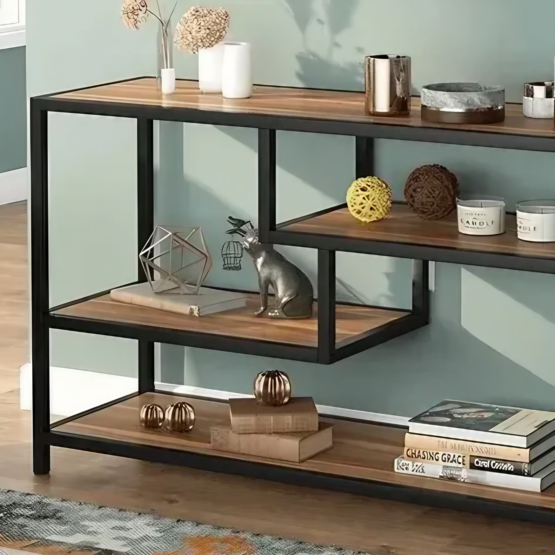 كونسول معدن و خشب، 120*35*90 سم