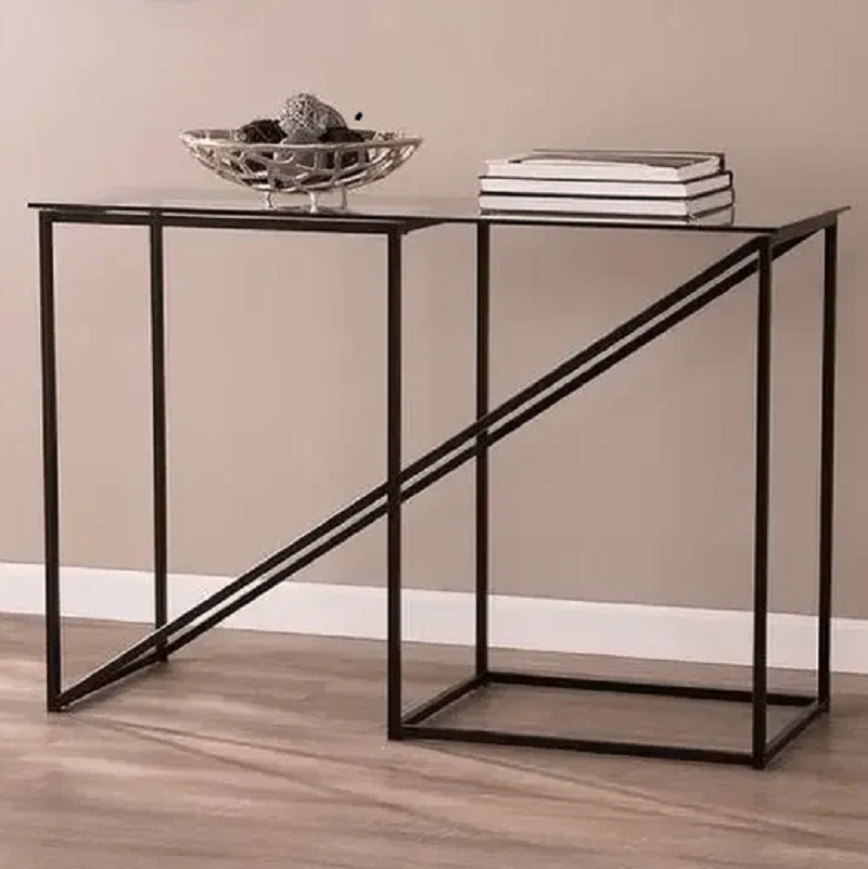 كونسول معدن بسطح زجاج، 120*35*90 سم