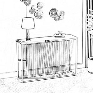 كونسول معدن معدني بسلك وفواصل عمودية بتصميم عصري وأبعاد 120x40x90 سم