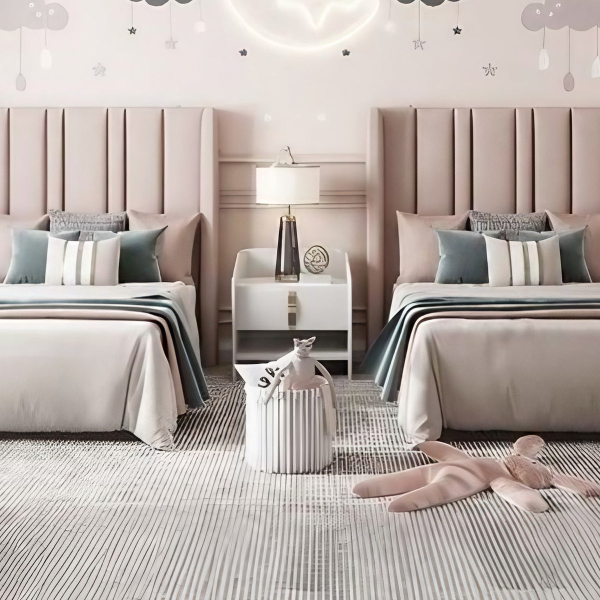 Single bed set, counter wood and beech, 123*205*120 cm - 2 pieces