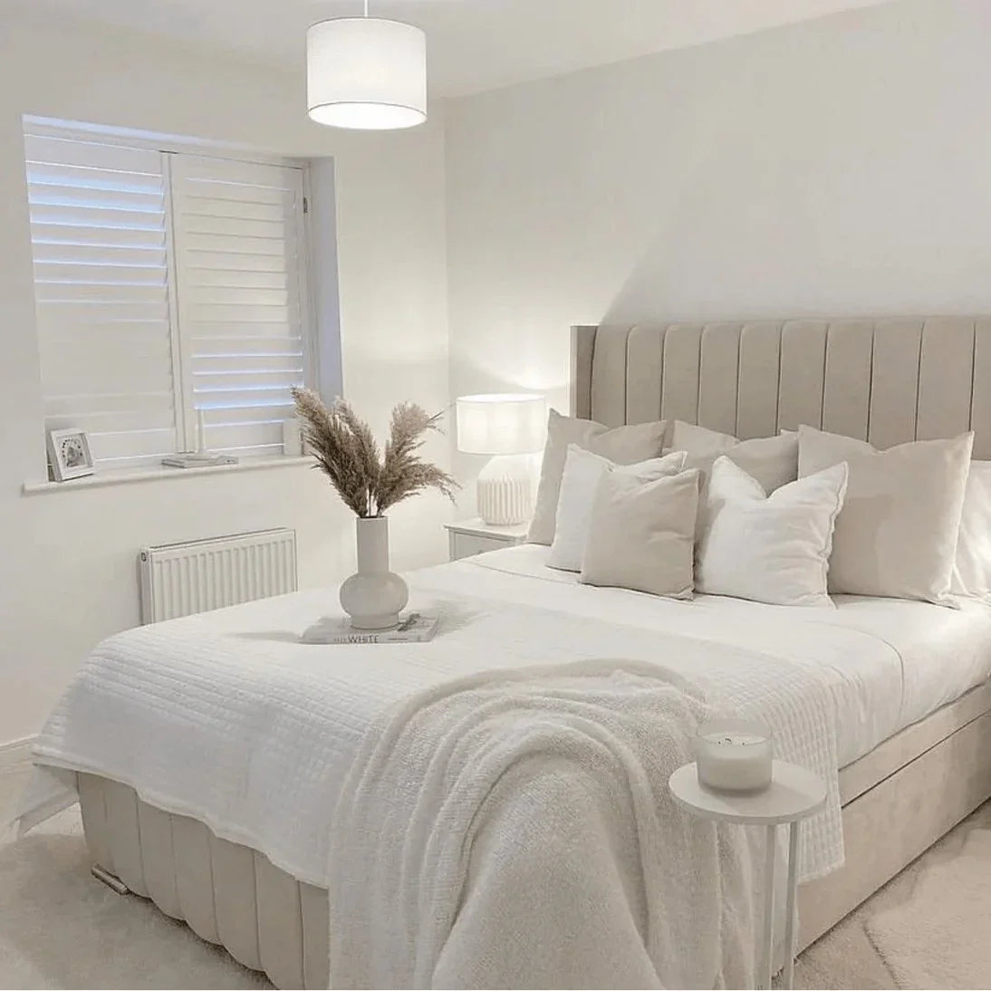 سرير كوين خشب كونتر طبيعي، 140*195*120 سم