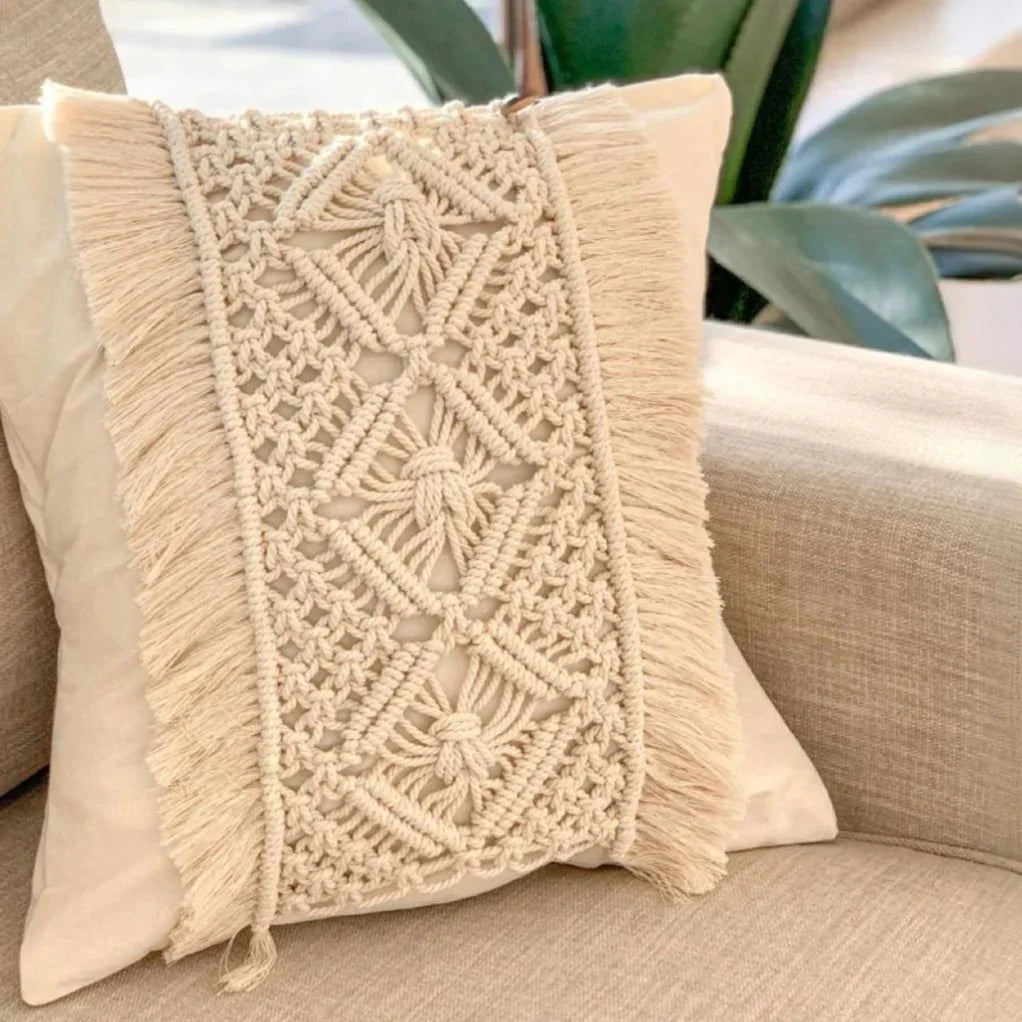 كوشن مكرمية قطن، 40*40 سم