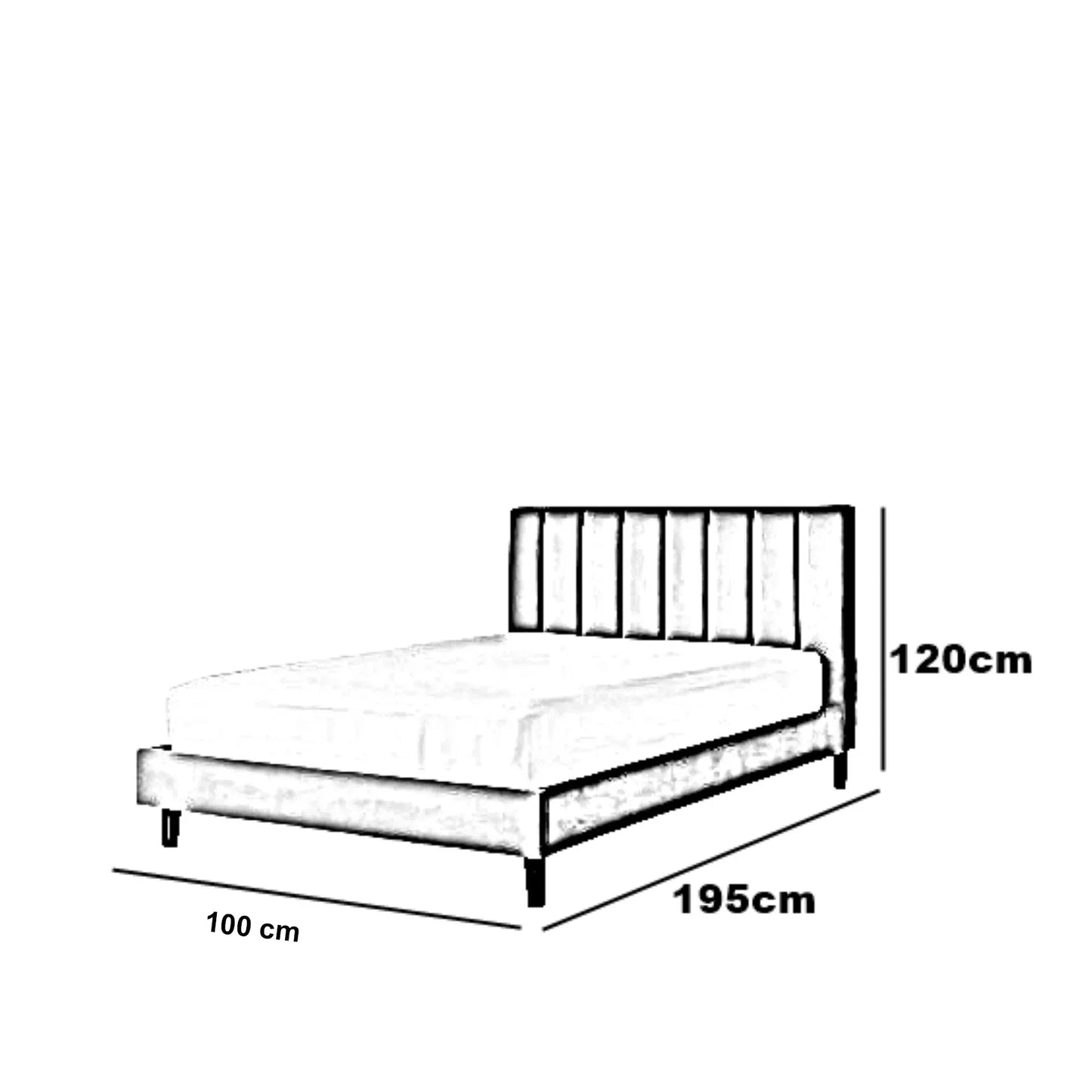 سرير فردي خشب كونتر، 100*195*120 سم