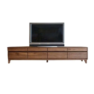 ترابيزة تليفزيون خشب ام دي اف بني مودرن مع ست أدراج وأرجل مدببة 180x40x40 سم وتحمل تلفزيون بإطار فضي