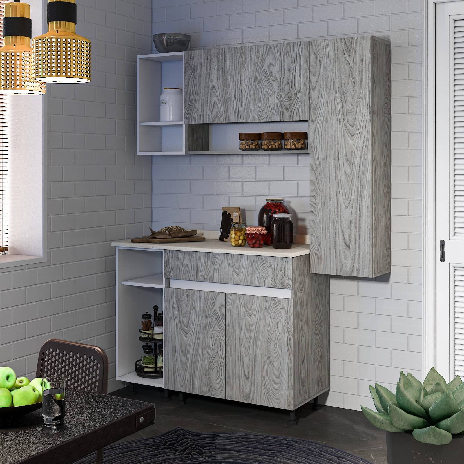 مطبخ ام دي اف، 3 قطع