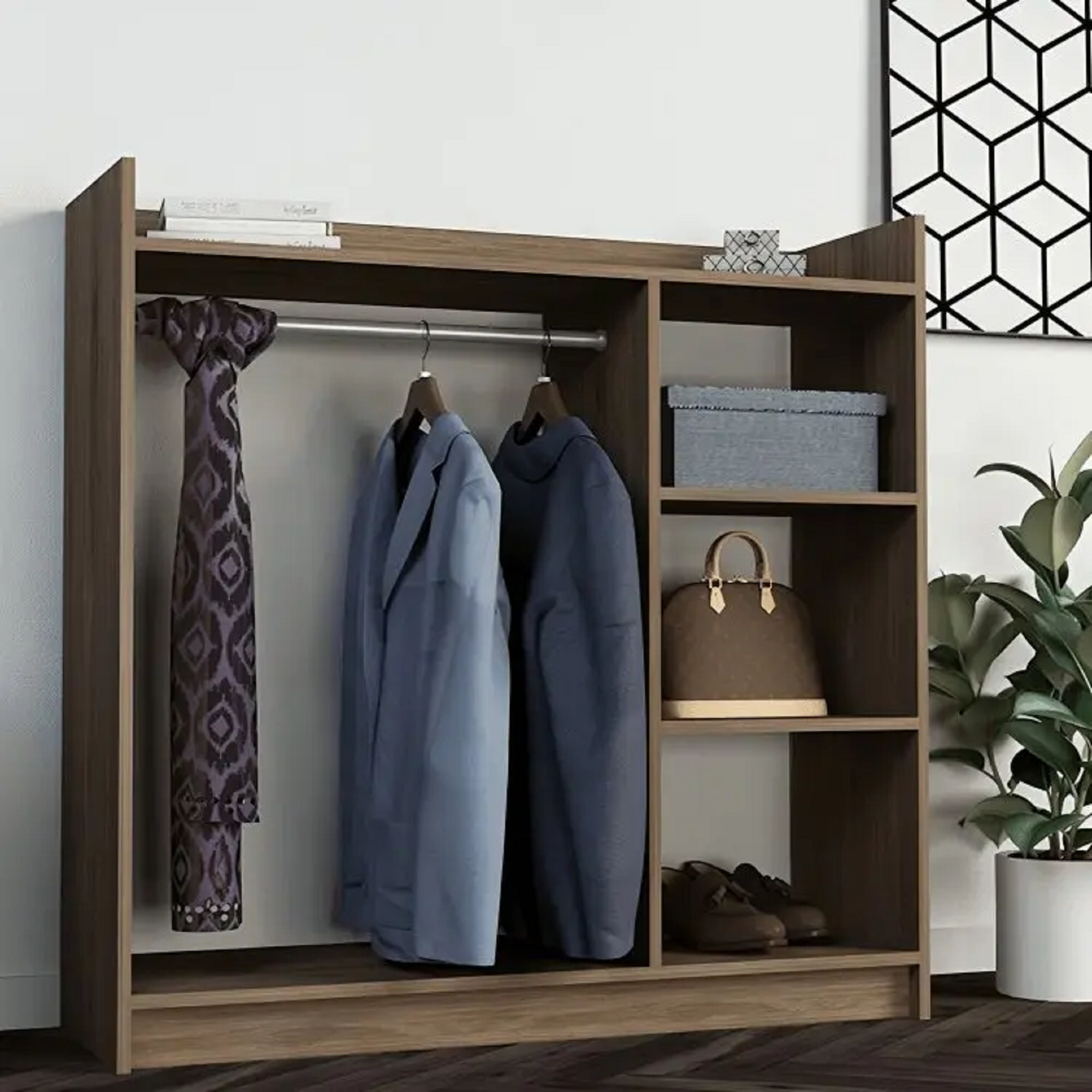 شماعة ملابس خشب ام دي اف، 120*40*120 سم