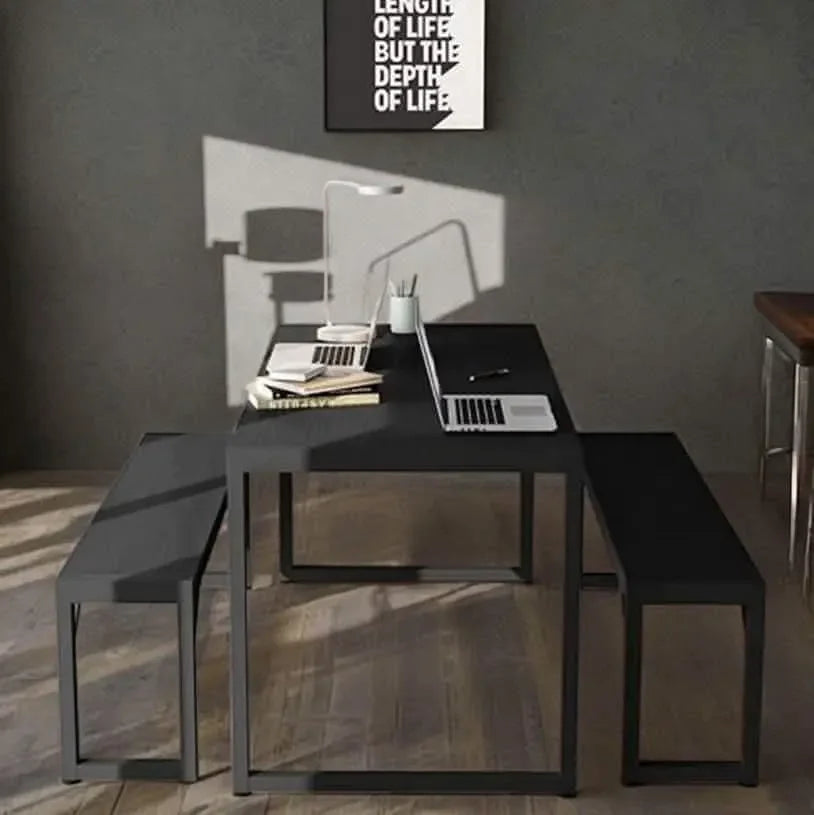 طقم سفرة مع بنش ام دي اف ومعدن، 3 قطع