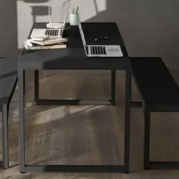 طقم سفرة مع بنش ام دي اف ومعدن، 3 قطع