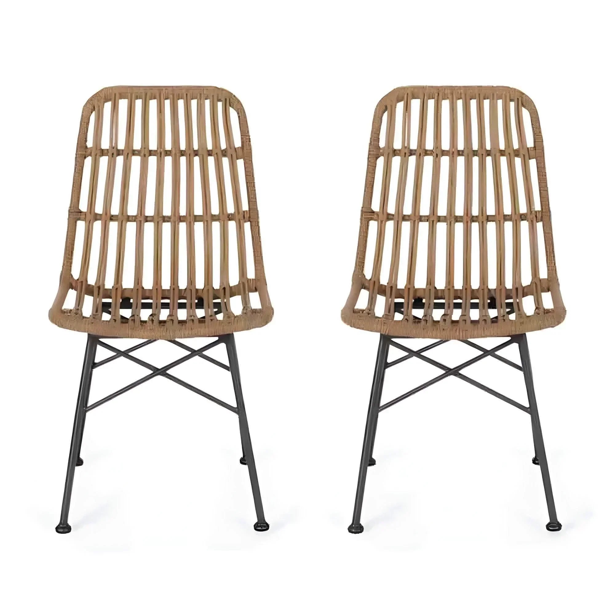 كرسي معدن وراتان، 46*60*88 سم - قطعتين