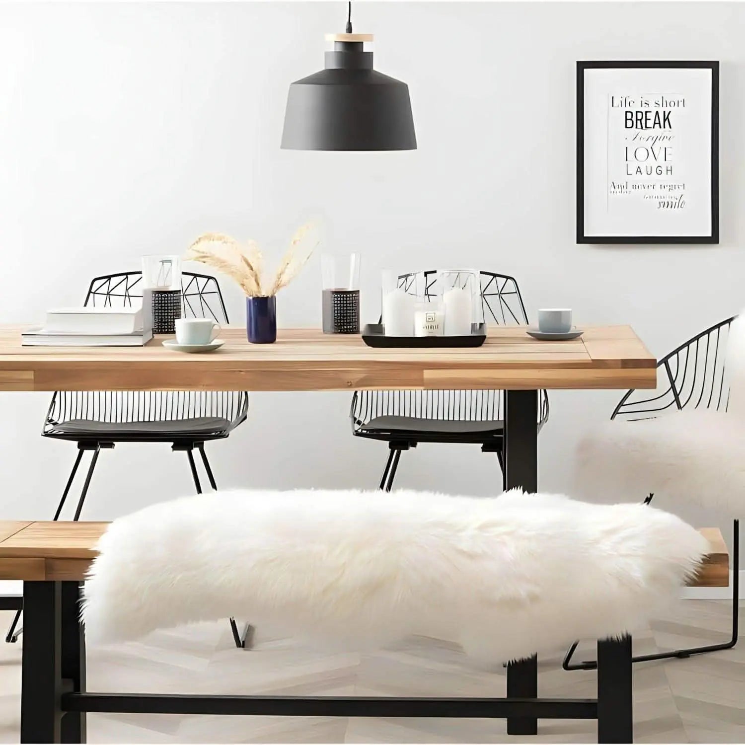 نجفة معدن و خشب، 20*65 سم