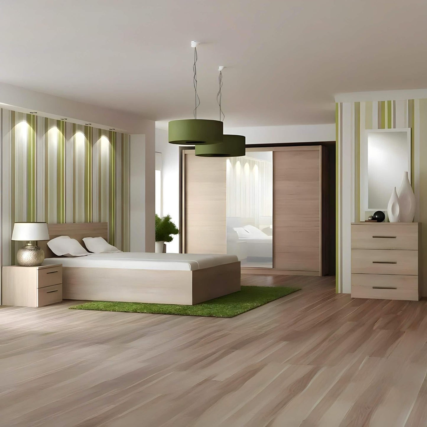 غرفة نوم كاملة، خشب ام دي اف - 5 قطع