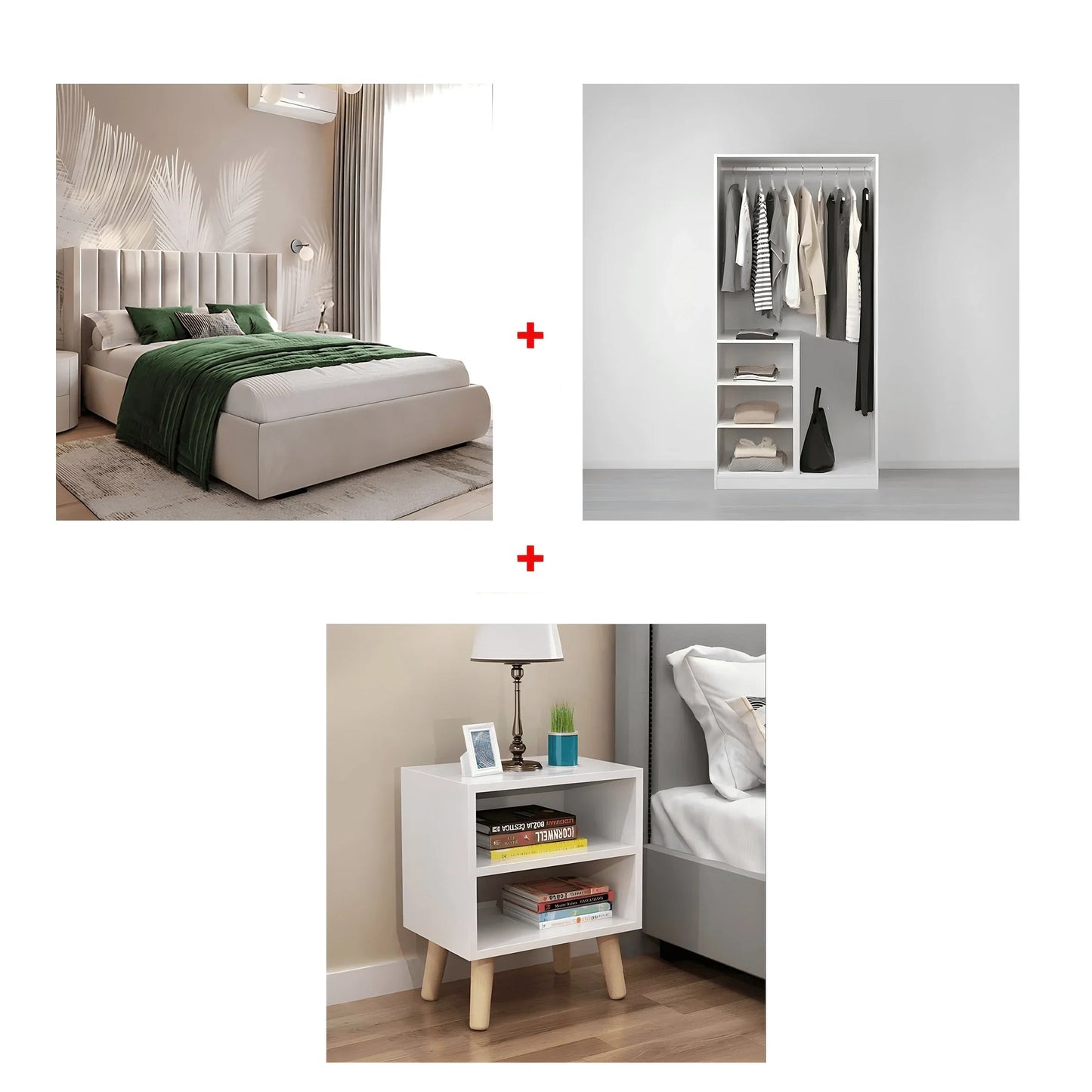 غرفة نوم، خشب ام دي اف - 3 قطع