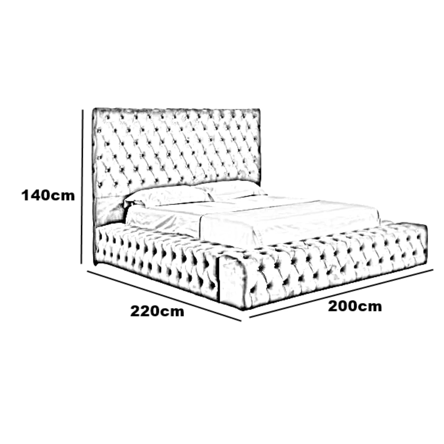 سرير سوبر كينج خشب طبيعي، 220*220*140 سم