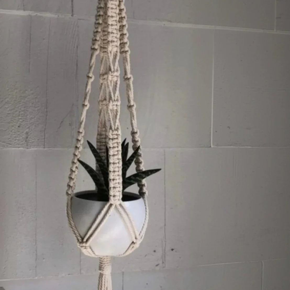 حامل اواني زرع مكرمية قطن، 80 سم