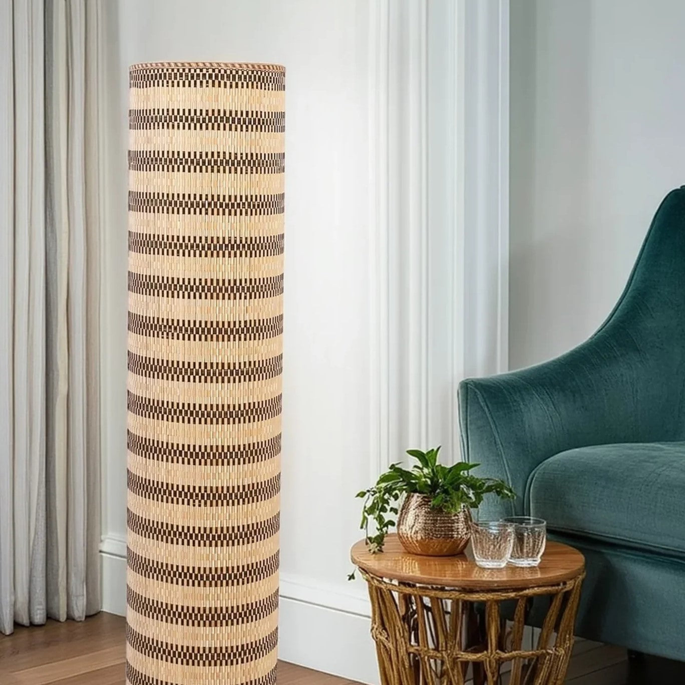 أباجورة أرضية خيزران، 25*90 سم