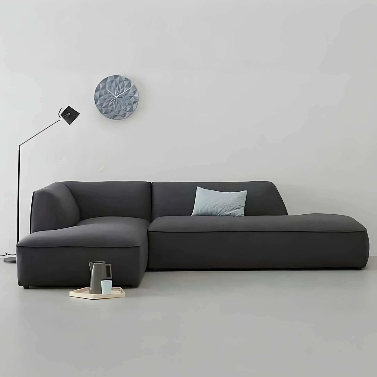 Linen corner sofa, beech wood, 260x180x75 cm