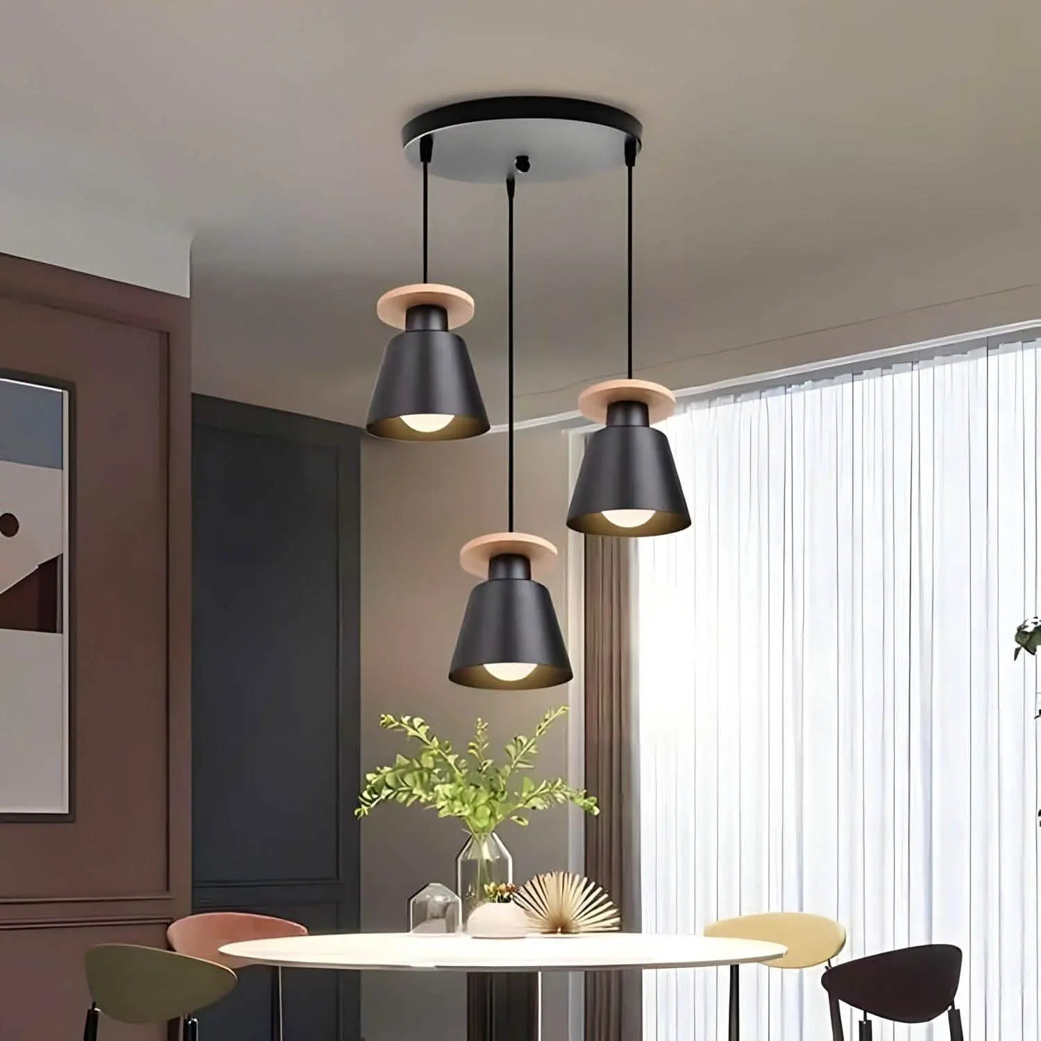 نجفة معدن وخشب، 28*134 سم