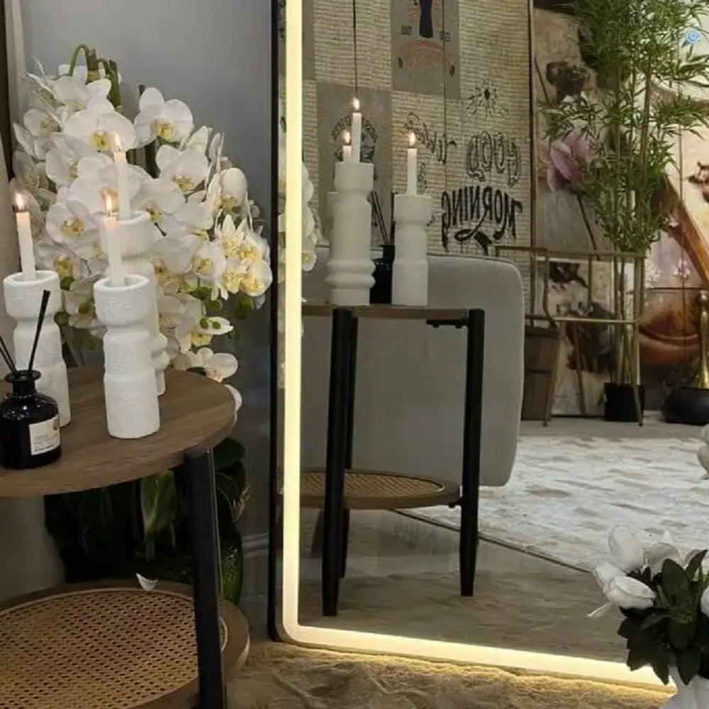 مرايا سمارت بإطار معدني، 65*180- أسود