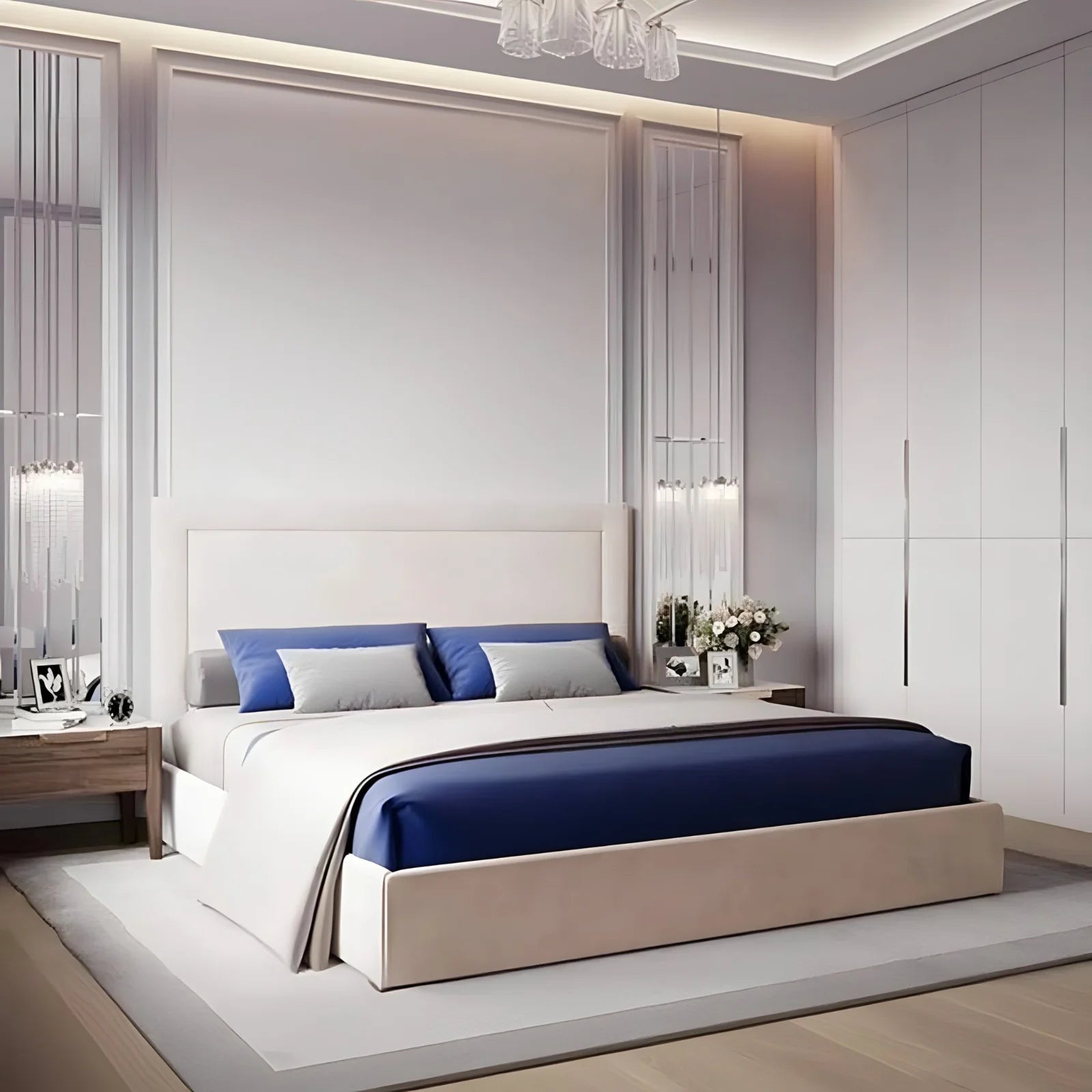 سرير كينج خشب ام دي اف و زان، 160*200*120 سم