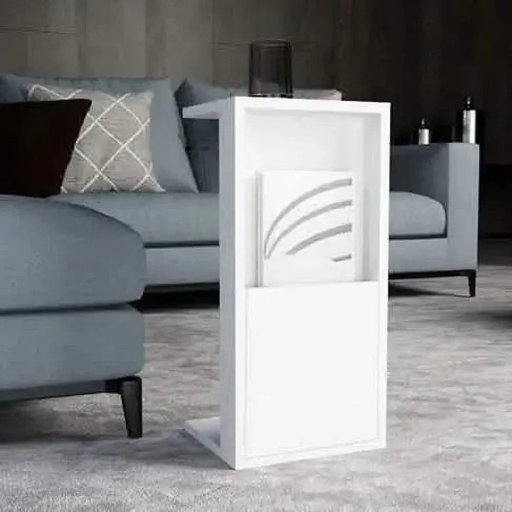 ترابيزة جانبية ام دي اف، 30*40*63 سم- أبيض