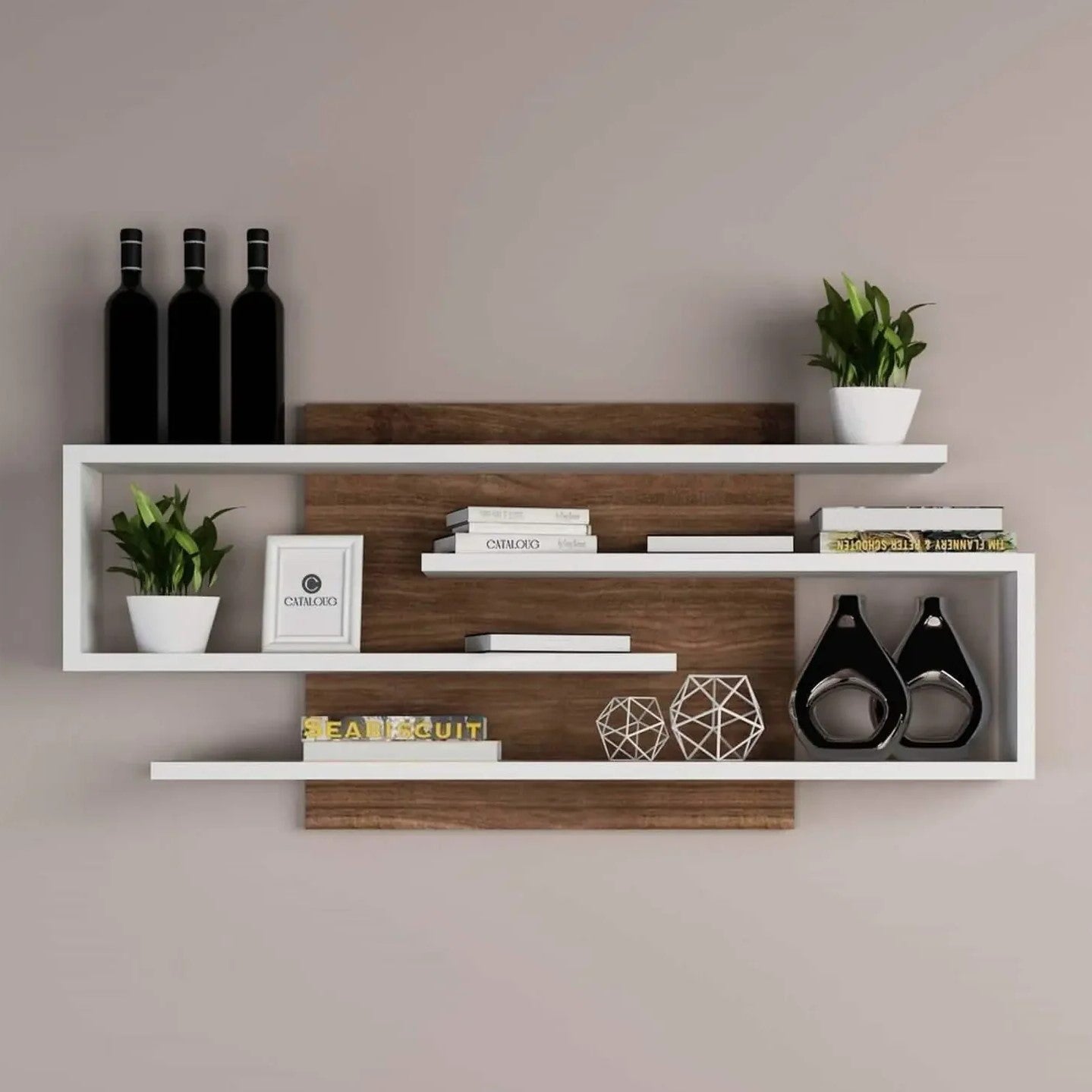 وحدة أرفف حائط ام دي اف، 100*15*44 سم