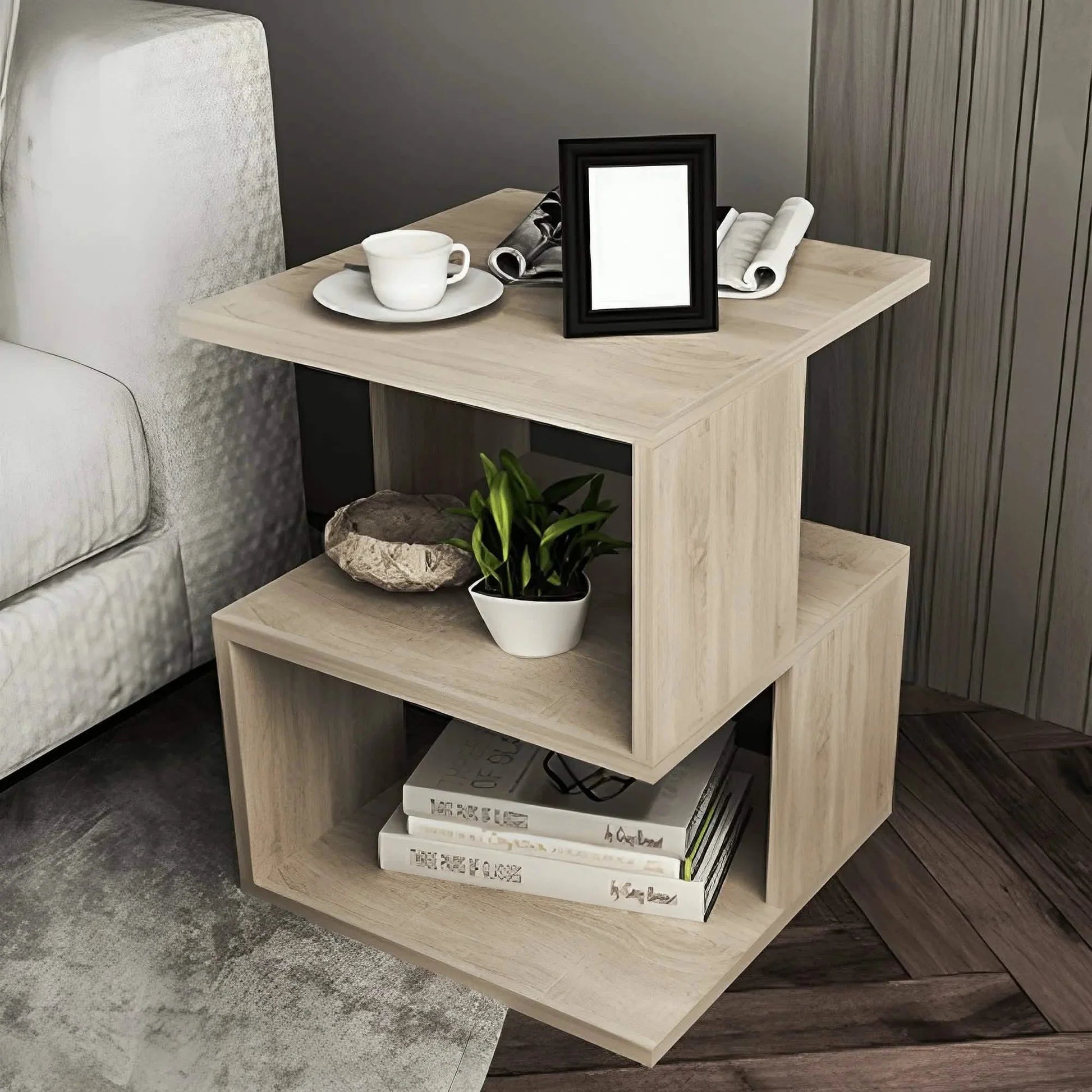 ترابيزة جانبية ام دي اف، 40*40*50 سم - بيج