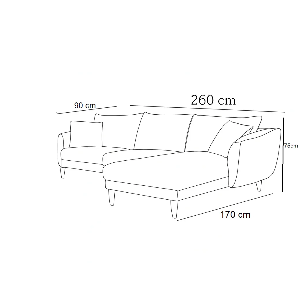 ركنة خشب زان، 260*170*75 سم