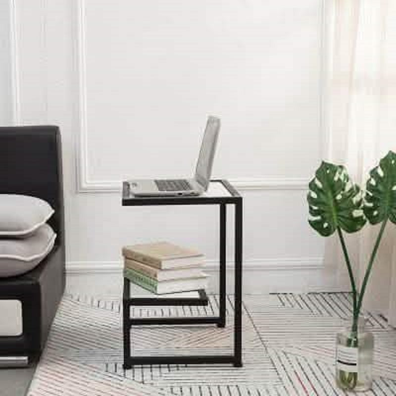 ترابيزة جانبية ستيل بسطح رخام، 35*45*50 سم