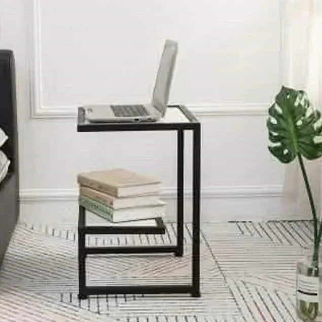 ترابيزة جانبية ستيل بسطح رخام، 35*45*50 سم