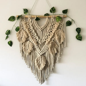 مكرمية حائط خشب طبيعي وقطن، 60*80 سم