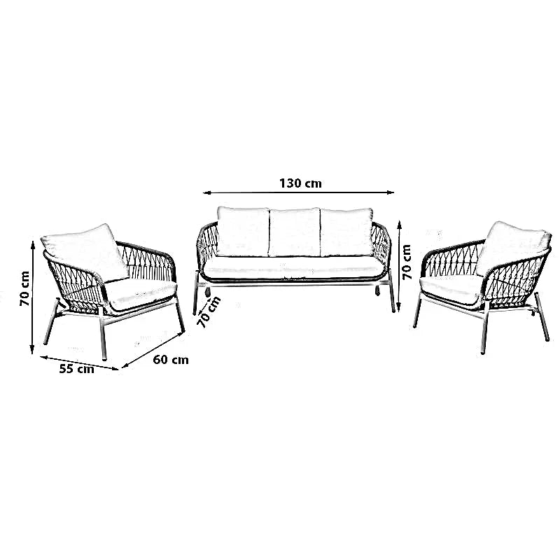 طقم خارجي ستيل و دوبار، 3 قطع