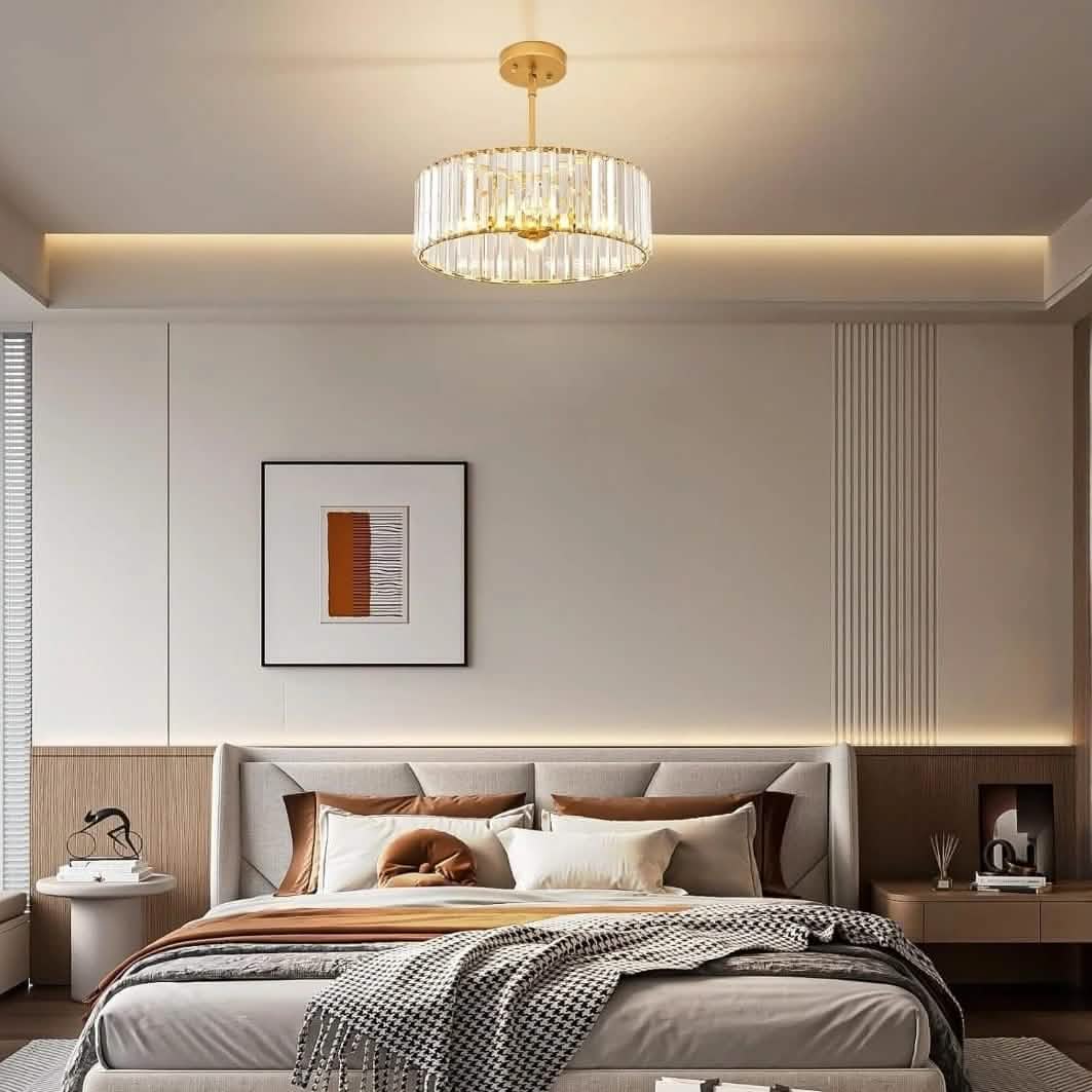 نجفة ستيل - كريستال، 50*70 سم- ذهبي