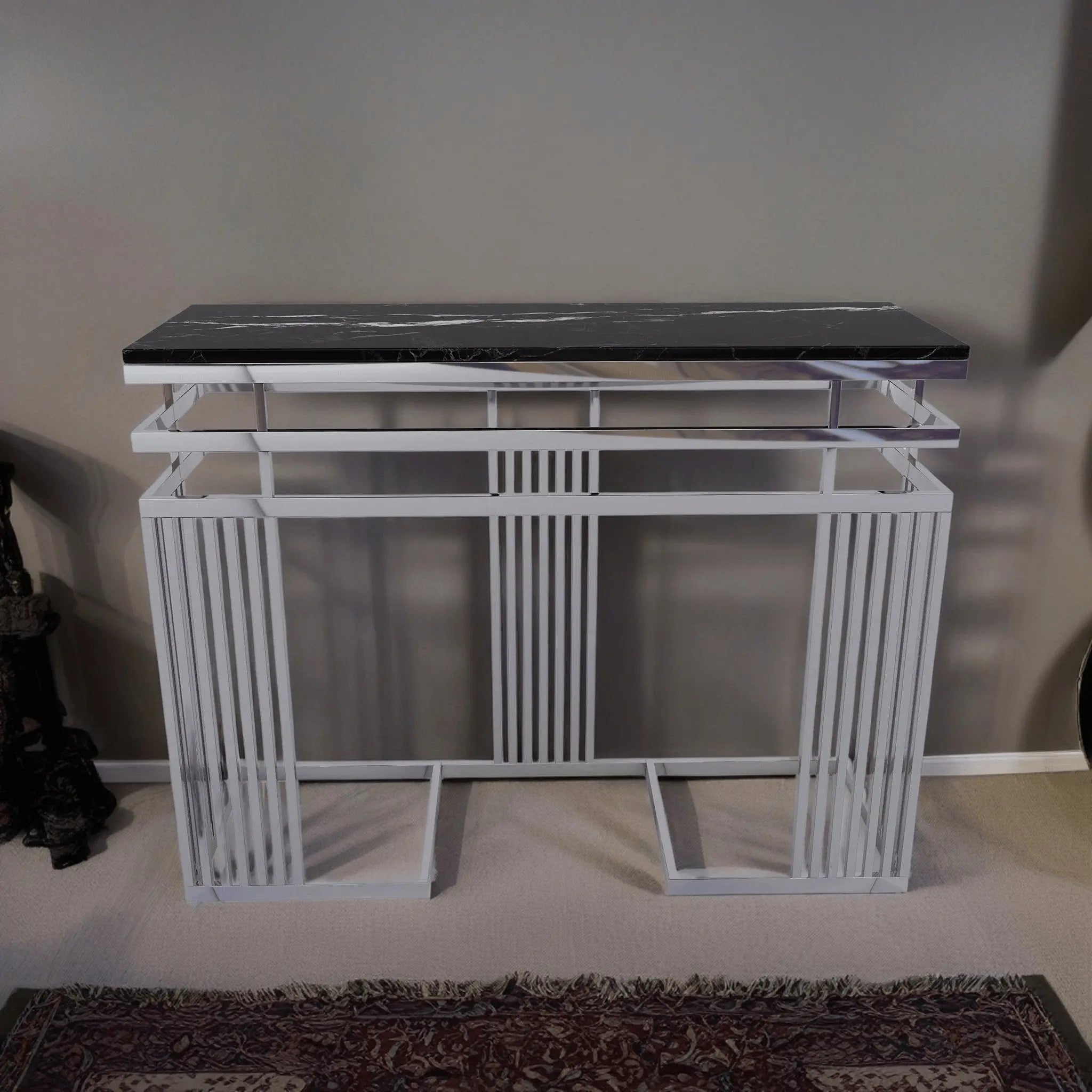 كونسول ستيل بسطح رخام، 120*40*90 سم