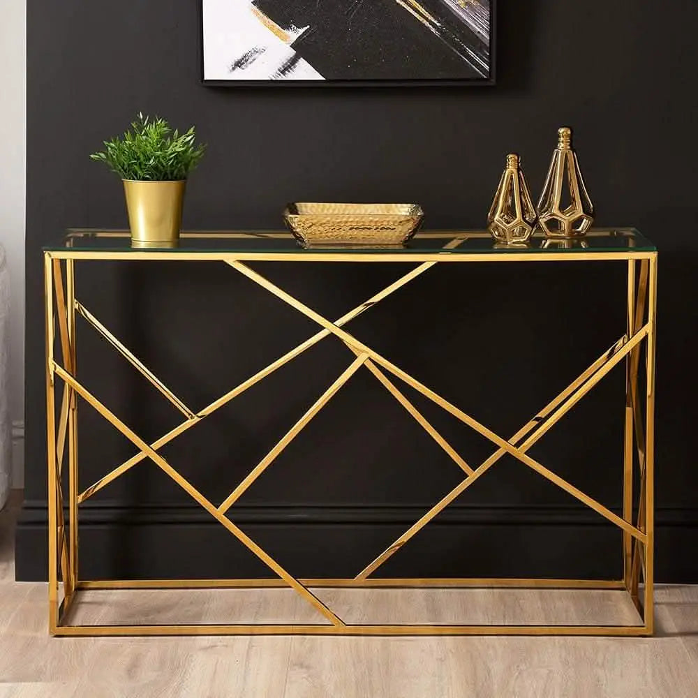 كونسول ستيل بسطح زجاجي، 40*120*90 سم