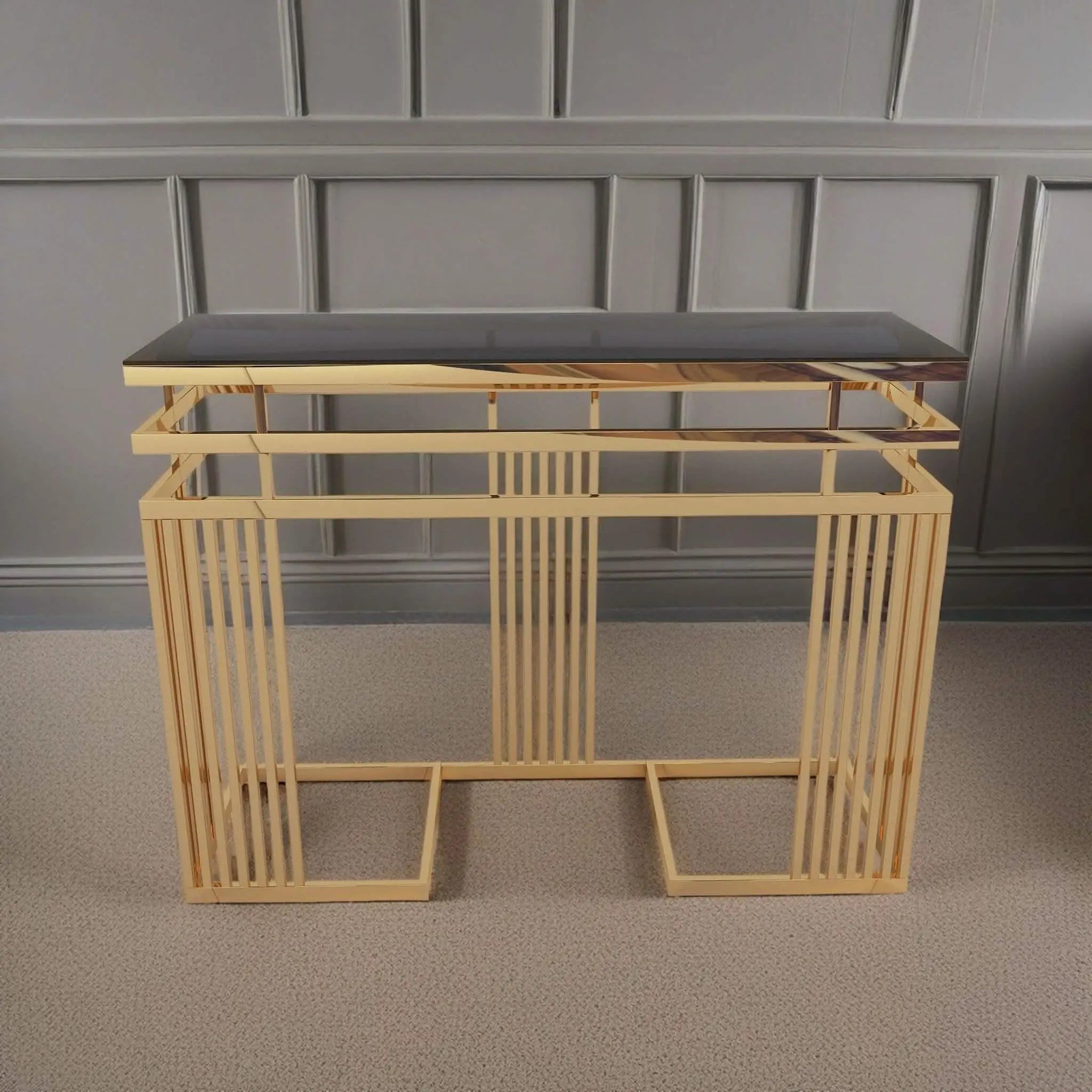 كونسول ستيل بسطح زجاج، 120*40*90 سم