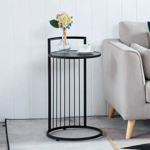 ترابيزة جانبية معدن بسطح رخام، 40*40*50 سم