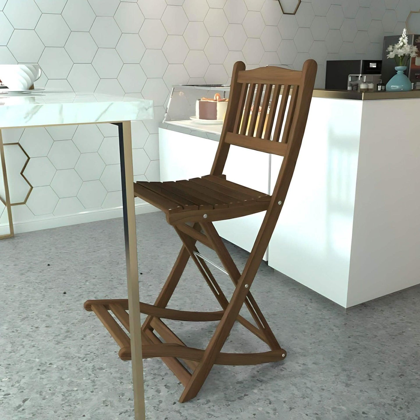 تسوق الأن من هومكس كرسي خشب زان أحمر 45*45*110 سم - MAR21 بأفضل سعر وأفضل جودة