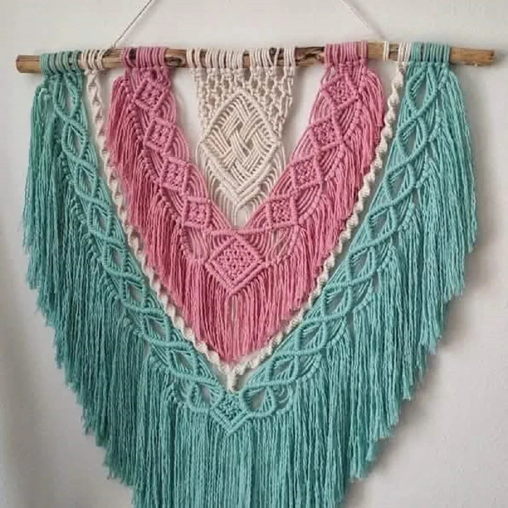 مكرمية حائط خشب، 100*120 سم