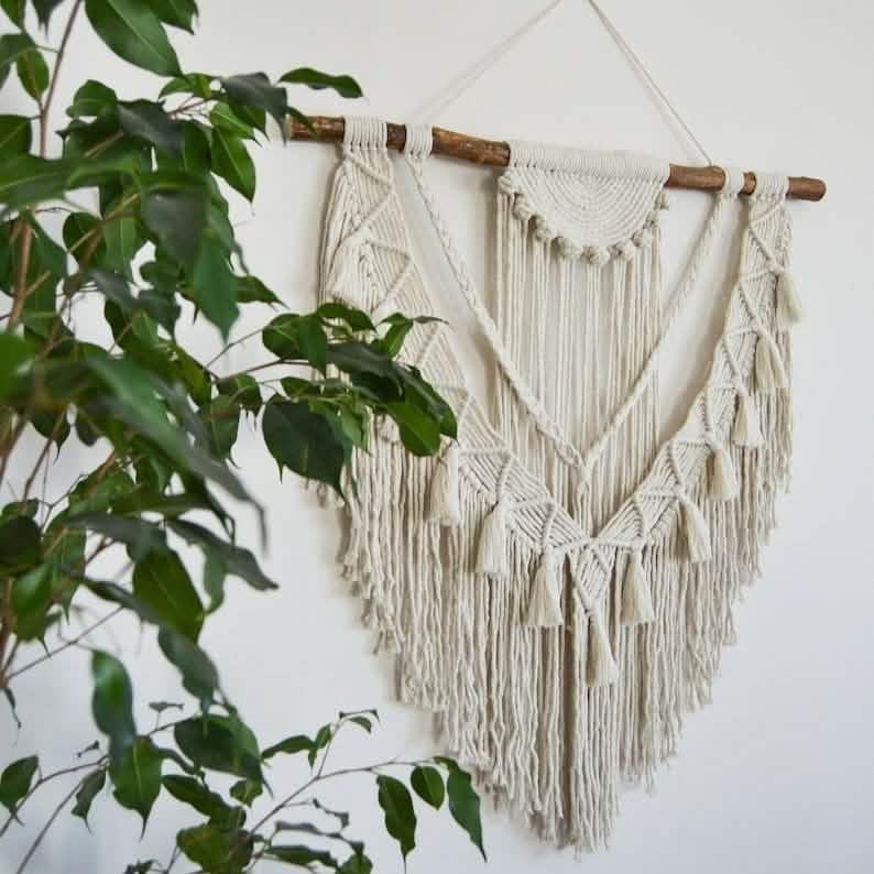 مكرمية حائط خشب، 100*120 سم